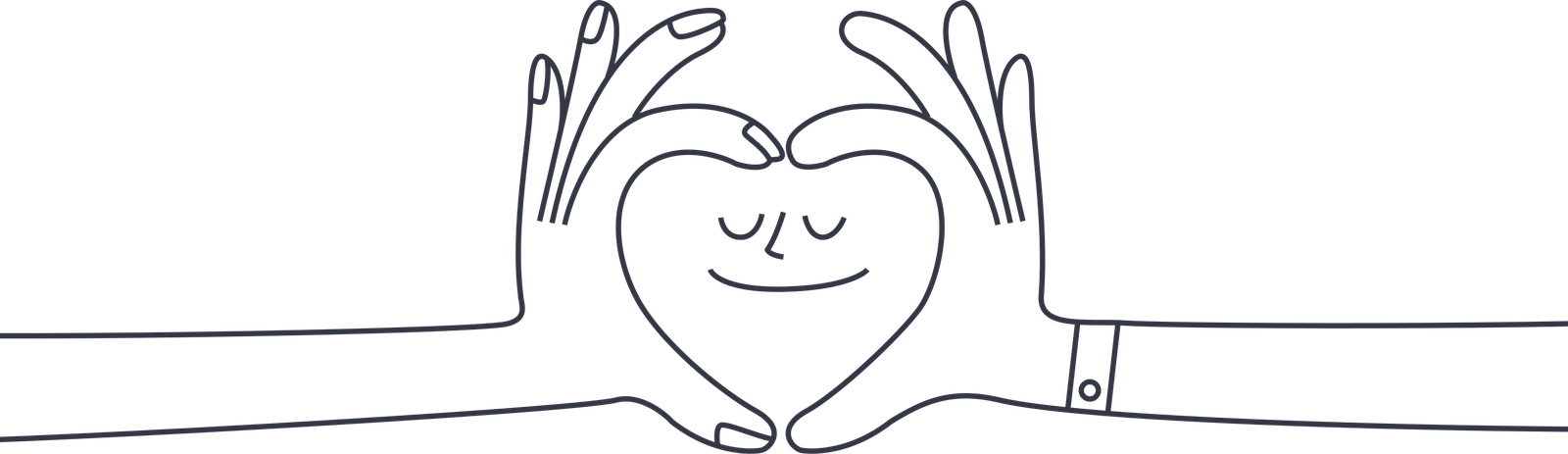 Two hands forming a heart around a smile